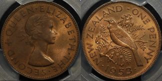 New zealand 1953 penny 1d PCGS MS64rb GEM Uncirculated