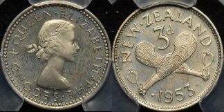 New zealand 1953 threepence 3d PCGS PR65cam proof