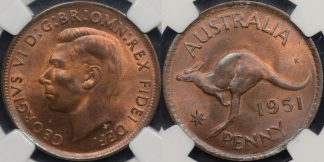 NGC MS64rb Australia 1951m penny 1d Choice Uncirculated