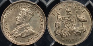 PCGS MS63 Australia 1921 sixpence 6d Uncirculated