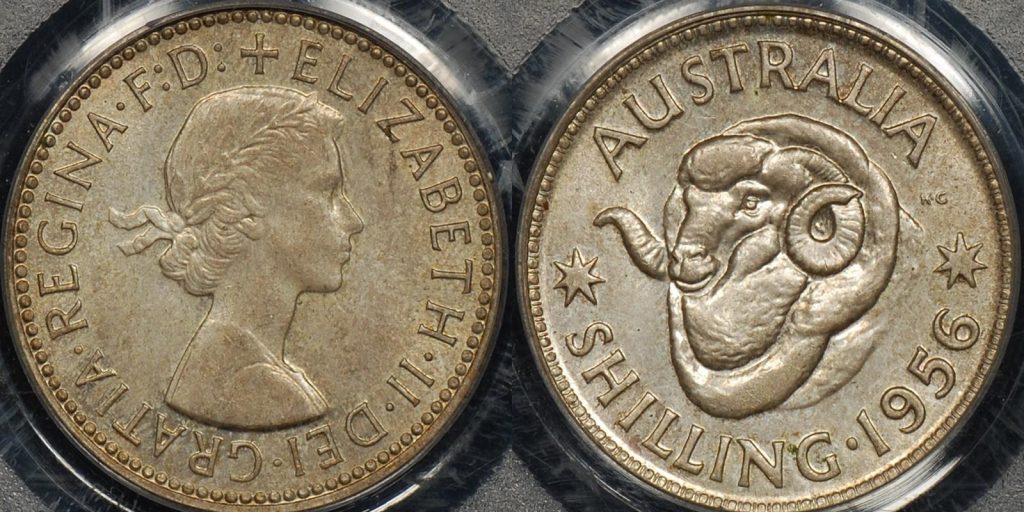 PCGS MS63 Australia 1956 shilling 1s Uncirculated