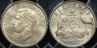 PCGS MS64 Australia 1942d sixpence 6d Choice Uncirculated