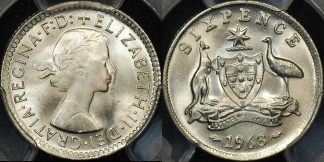 PCGS MS66 Australia 1963 sixpence 6d GEM Uncirculated