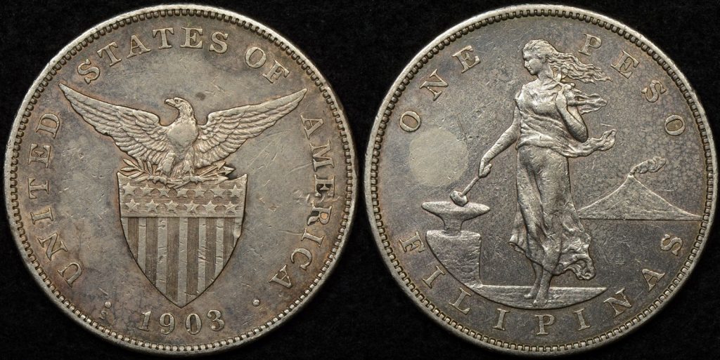 Philippines 1903s Peso About Extremely Fine Hairlines Scratch The philippines-1903s-peso-about-extremely-fine-hairlines-scratch-the