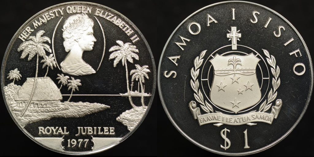 Samoa 1977 royal jubilee 1 silver proof