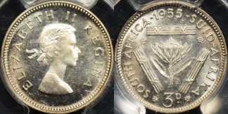 South africa 1955 threepence 3d km 47 PCGS PR65 proof